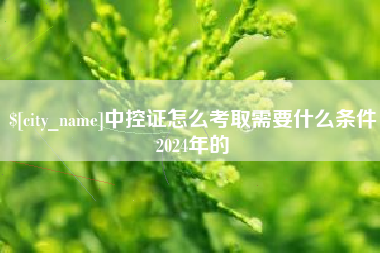 福鼎中控证怎么考取需要什么条件2024年的